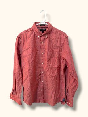 Banana Republic Shirt Mens L Untucked Fit Oxford Long Sleeve Button Down Red